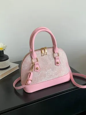 Vintage Flower Design Shell Zipper Shoulder Bag 